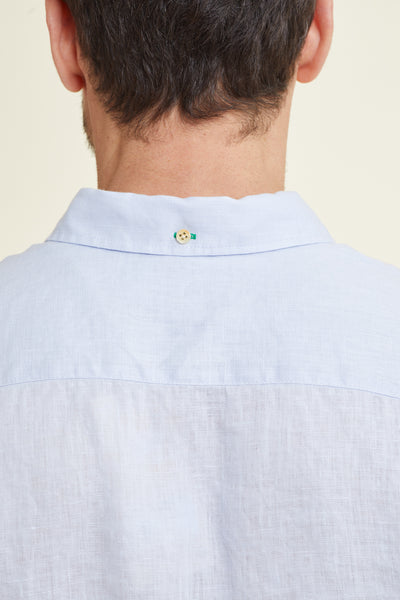 חולצה מכופתרת REGULAR FIT  פשתן שרוול ארוך בצבע תכלת