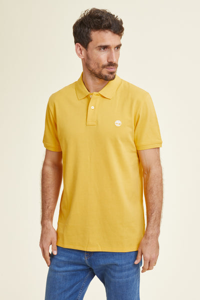 חולצת פולו REGULAR FIT שרוול קצר בצבע צהוב