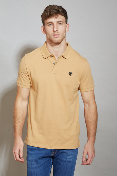 חולצת פולו REGULAR FIT שרוול קצר בצבע חום בהיר
