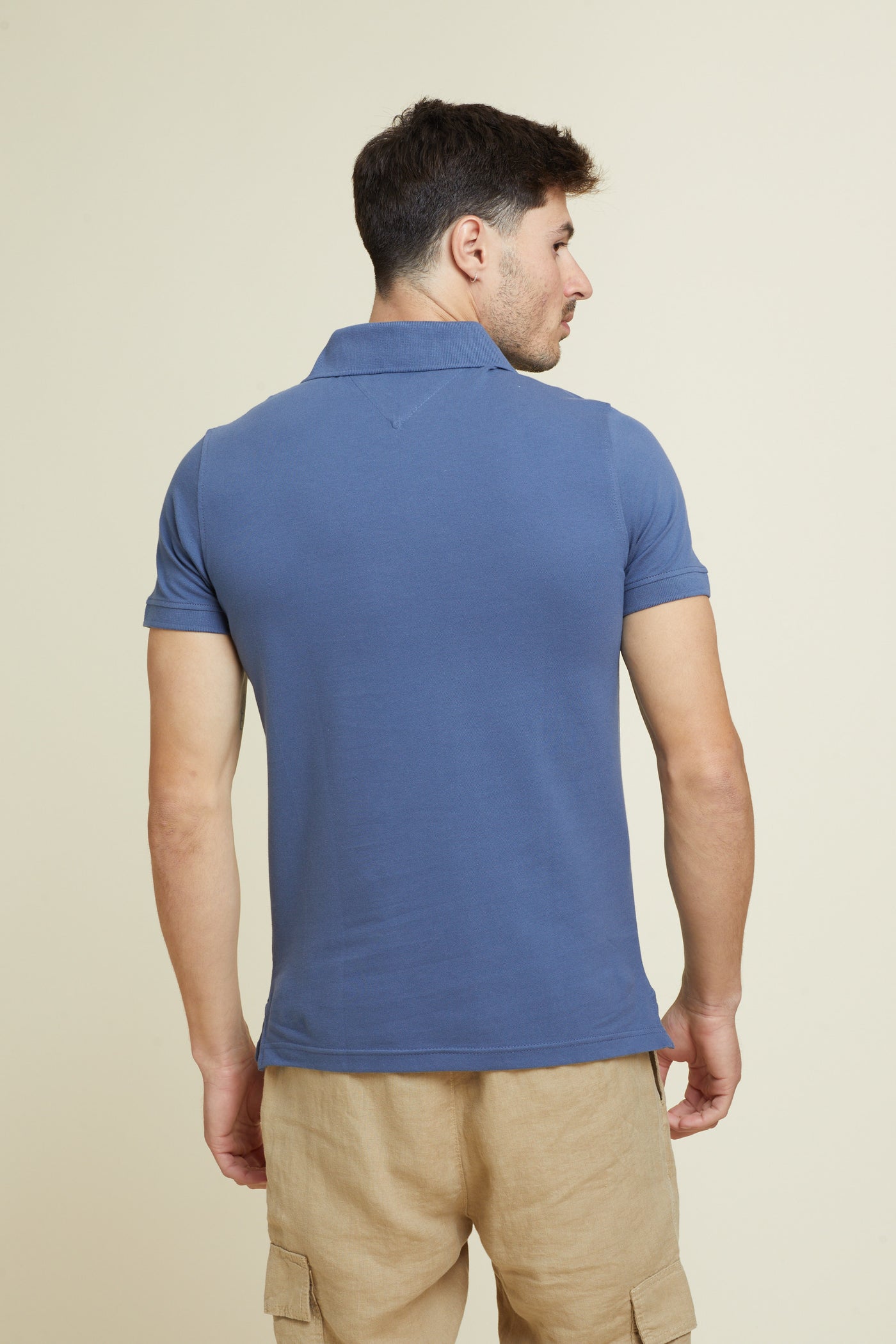 חולצת פולו שרוול קצר בצבע  אינדיגו SLIM
