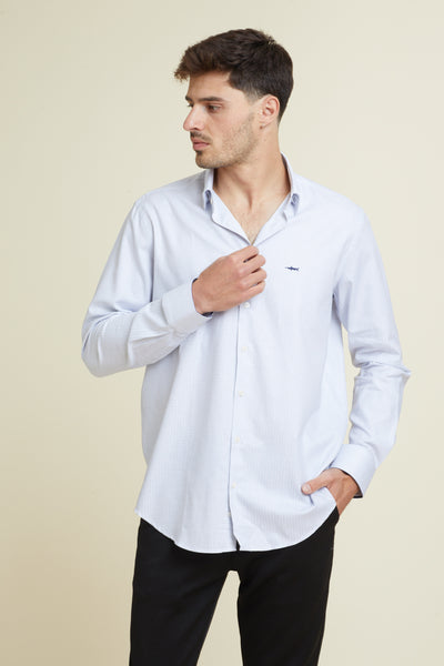 חולצה מכופתרת שרוול ארוך בצבע משובץ לבן REGULAR