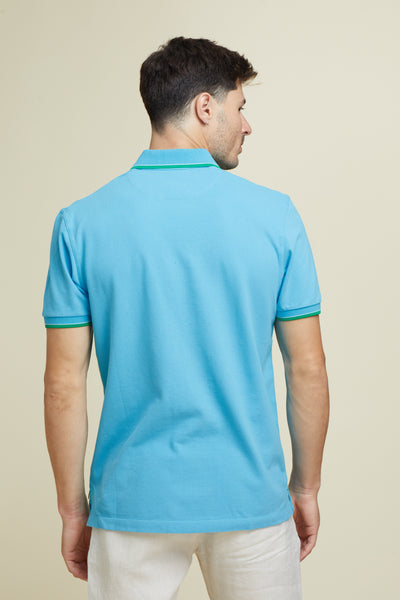 חולצת פולו REGULAR FIT  שרוול קצר בצבע תכלת