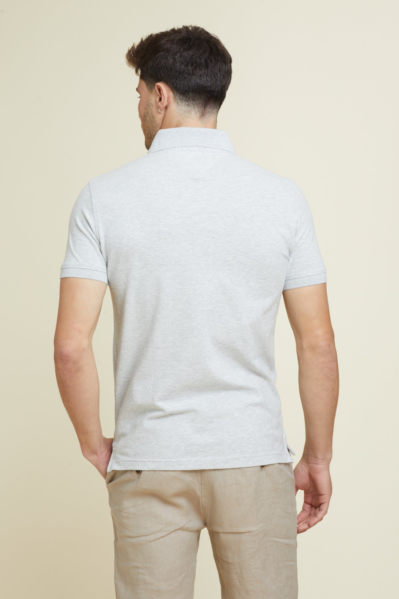 חולצת פולו שרוול קצר בצבע  אפור SLIM