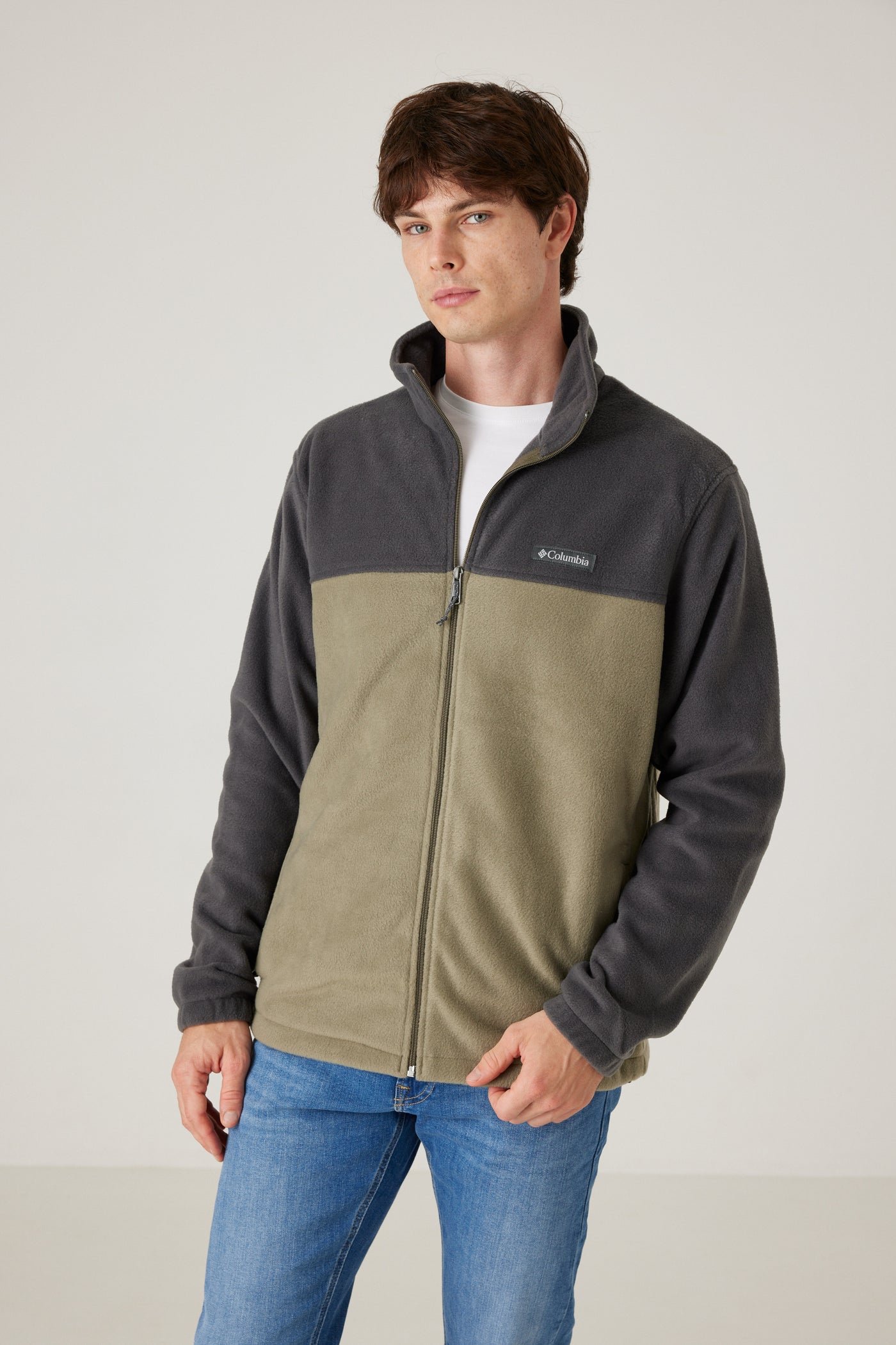 פליז בגזרת Regular עם רוכסן מלא - ירוק