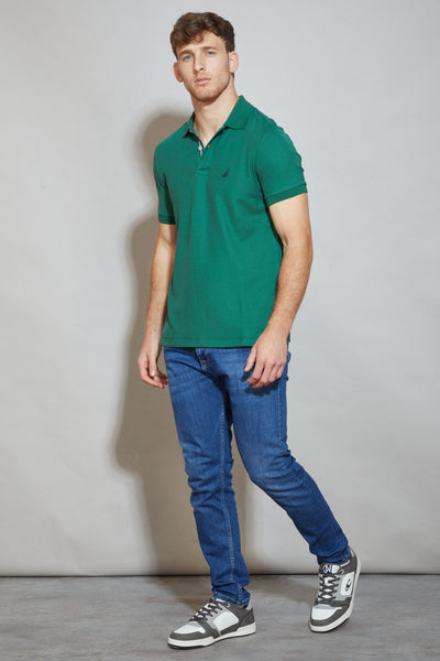 חולצת פולו SLIM FIT שרוול קצר בצבע ירוק כהה