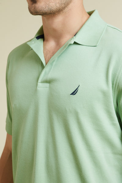 חולצת פולו שרוול קצר אינטרלוק בצבע ירוק REGULAR