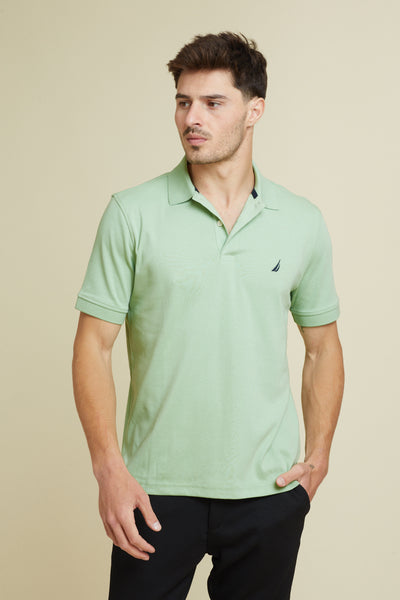 חולצת פולו שרוול קצר אינטרלוק בצבע ירוק REGULAR