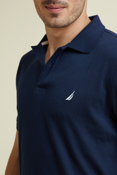 חולצת פולו שרוול קצר אינטרלוק בצבע נייבי REGULAR