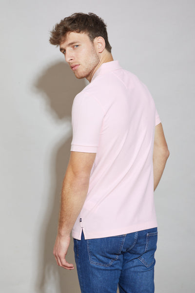 חולצת פולו SLIM FIT שרוול קצר בצבע ורוד