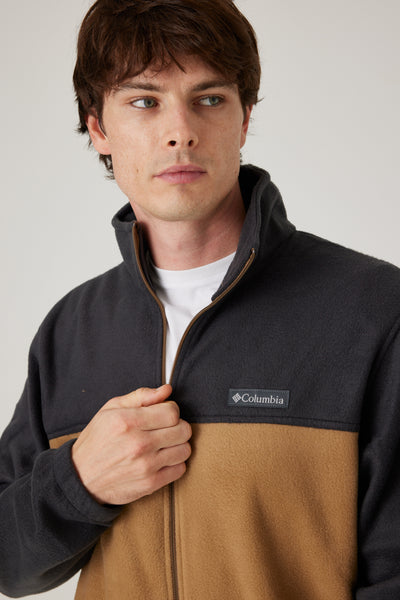 פליז בגזרת Regular עם רוכסן מלא - חום