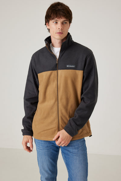 פליז בגזרת Regular עם רוכסן מלא - חום