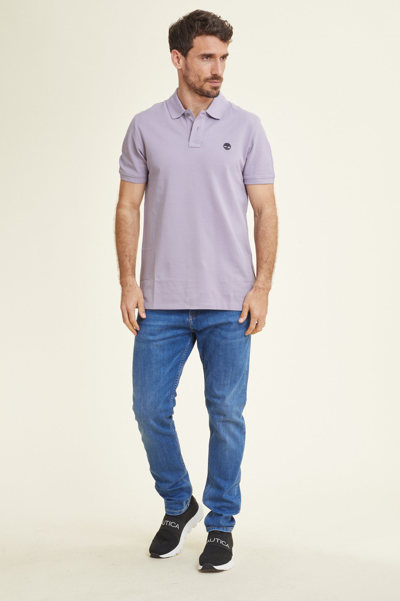 חולצת פולו REGULAR FIT שרוול קצר בצבע סגול