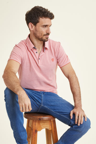 חולצת פולו SLIM FIT שרוול קצר בצבע אפרסק