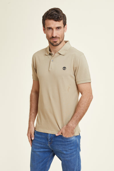 חולצת פולו  SLIM FIT שרוול קצר בצבע מוקה
