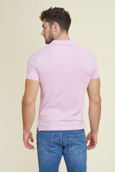 חולצת פולו שרוול קצר SLIM בצבע ורוד
