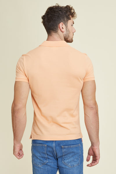 חולצת פולו שרוול קצר SLIM בצבע אפרסק