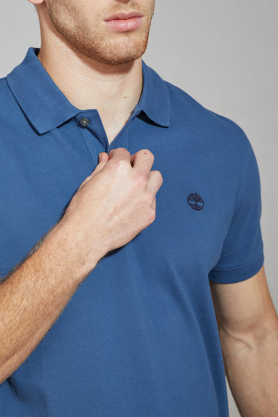 חולצת פולו REGULAR FIT שרוול קצר בצבע כחול