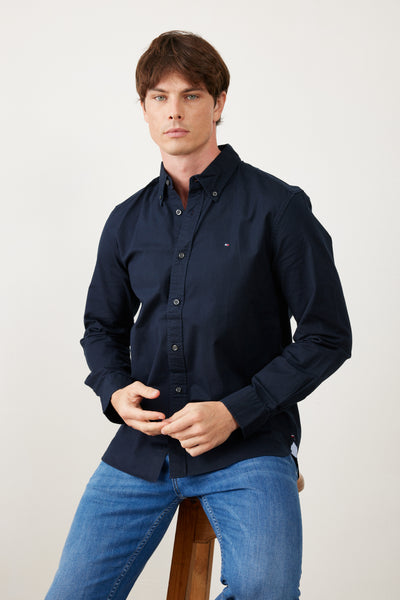 חולצה מכופתרת שרוול ארוך - שחור