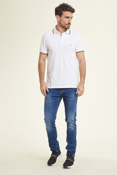 חולצת פולו שרוול קצר SLIM בצבע לבן