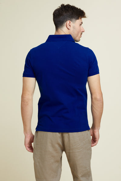 חולצת פולו שרוול קצר בצבע  כחול SLIM