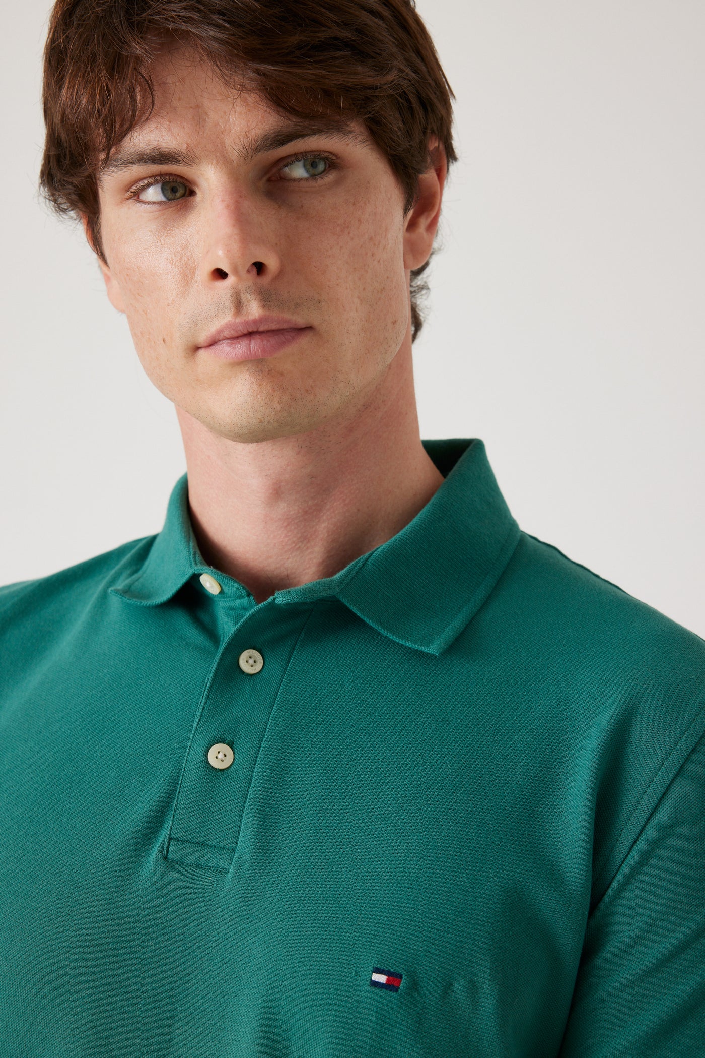 חולצת פולו שרוול קצר בגזרת SLIM-ירוק