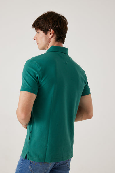 חולצת פולו שרוול קצר בגזרת SLIM-ירוק
