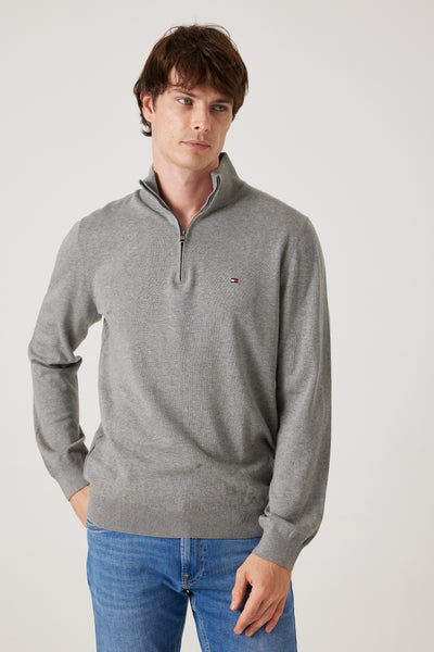 סריג חצי זיפ - אפור