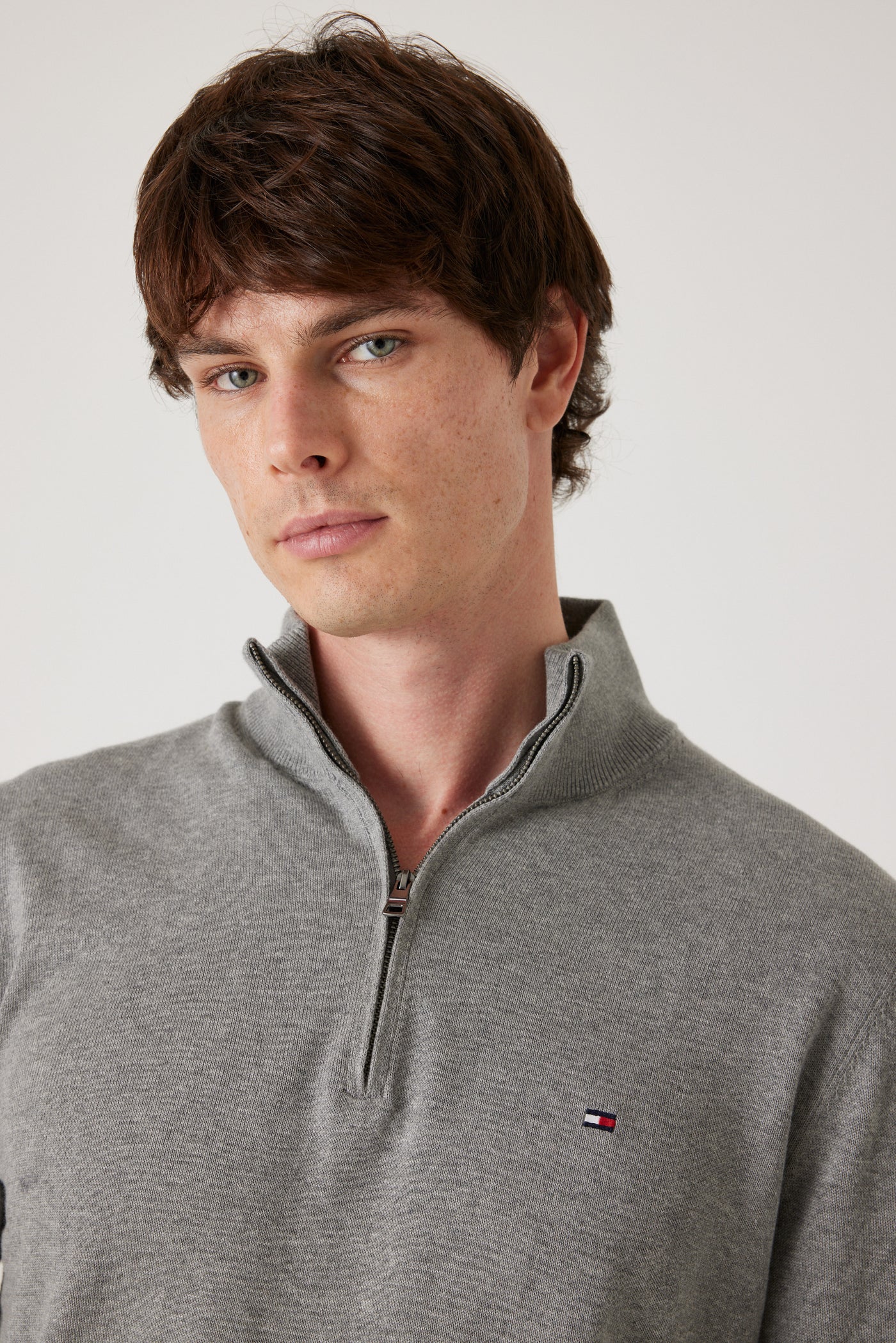 סריג חצי זיפ - אפור