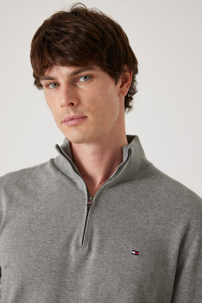 סריג חצי זיפ - אפור