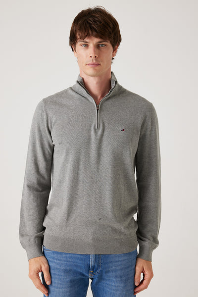 סריג חצי זיפ - אפור