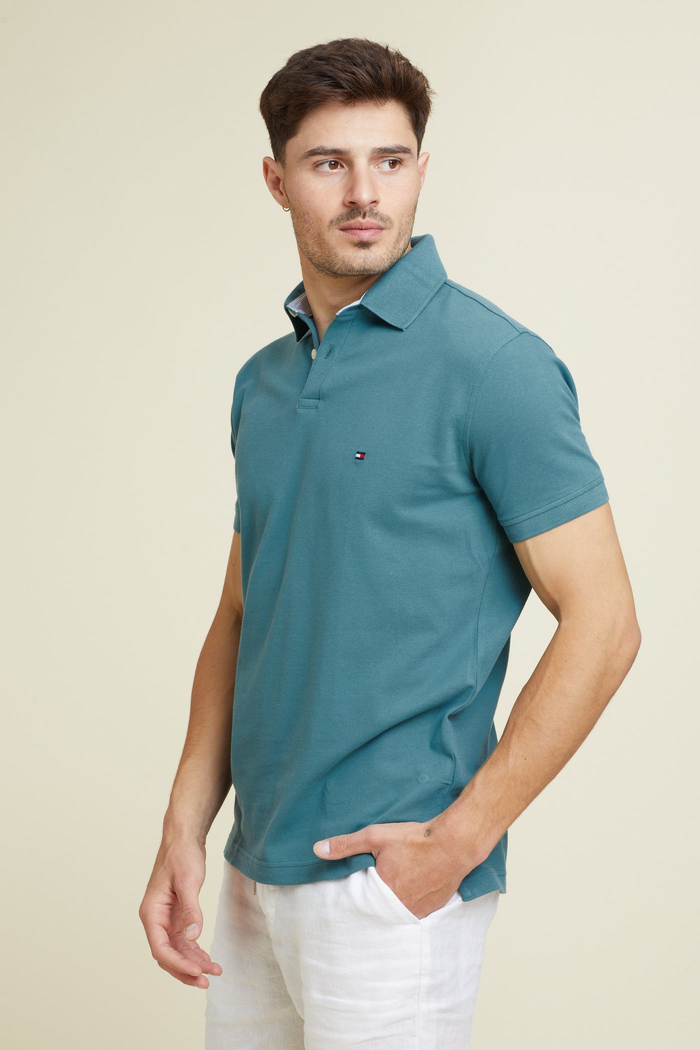 חולצת פולו שרוול קצר בצבע טורקיז REGULAR