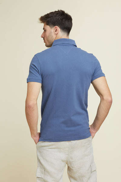 חולצת פולו שרוול קצר בצבע אינדיגו SLIM