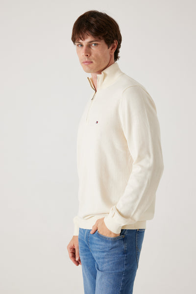 סריג חצי זיפ - לבן