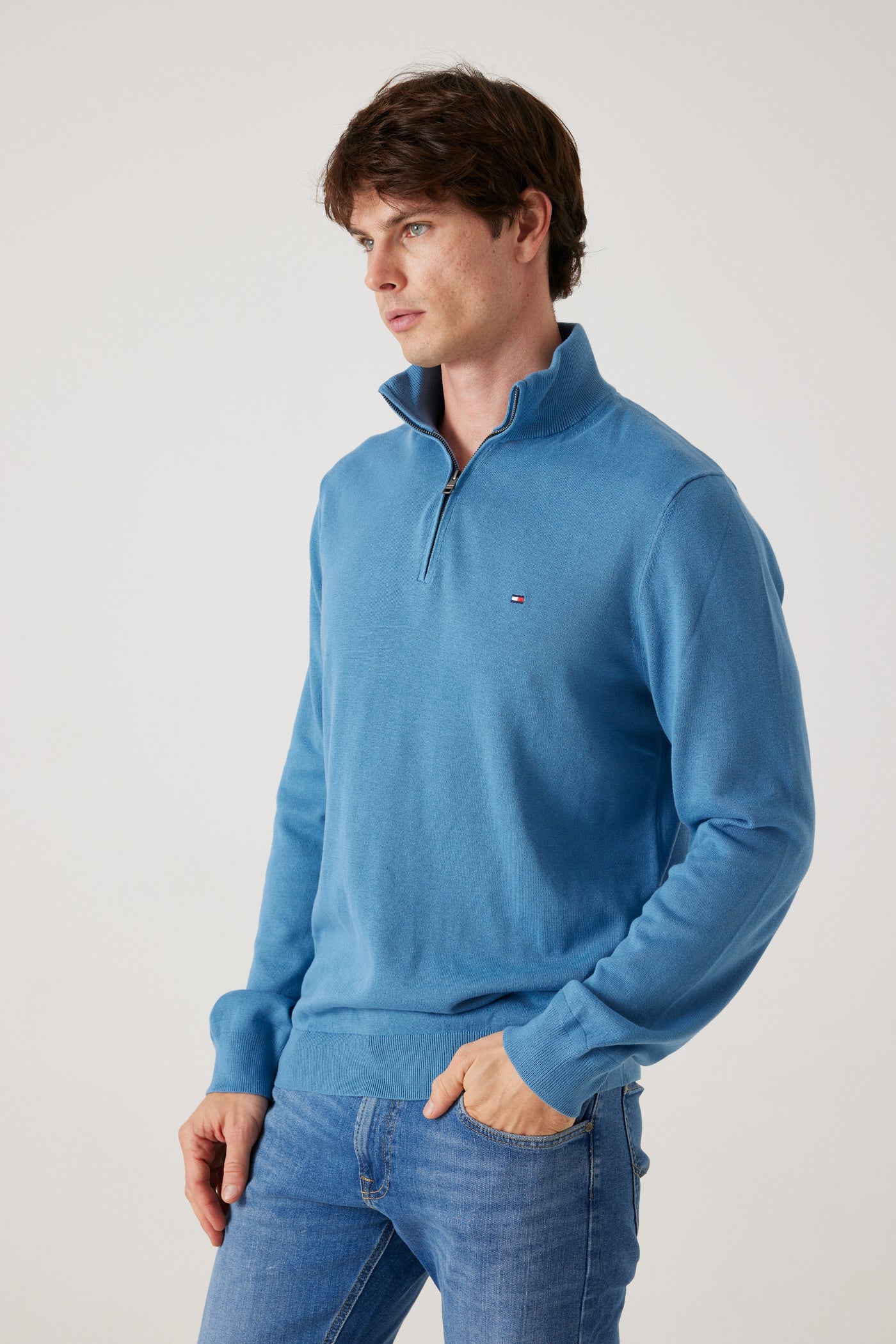 סריג חצי זיפ - אינדיגו