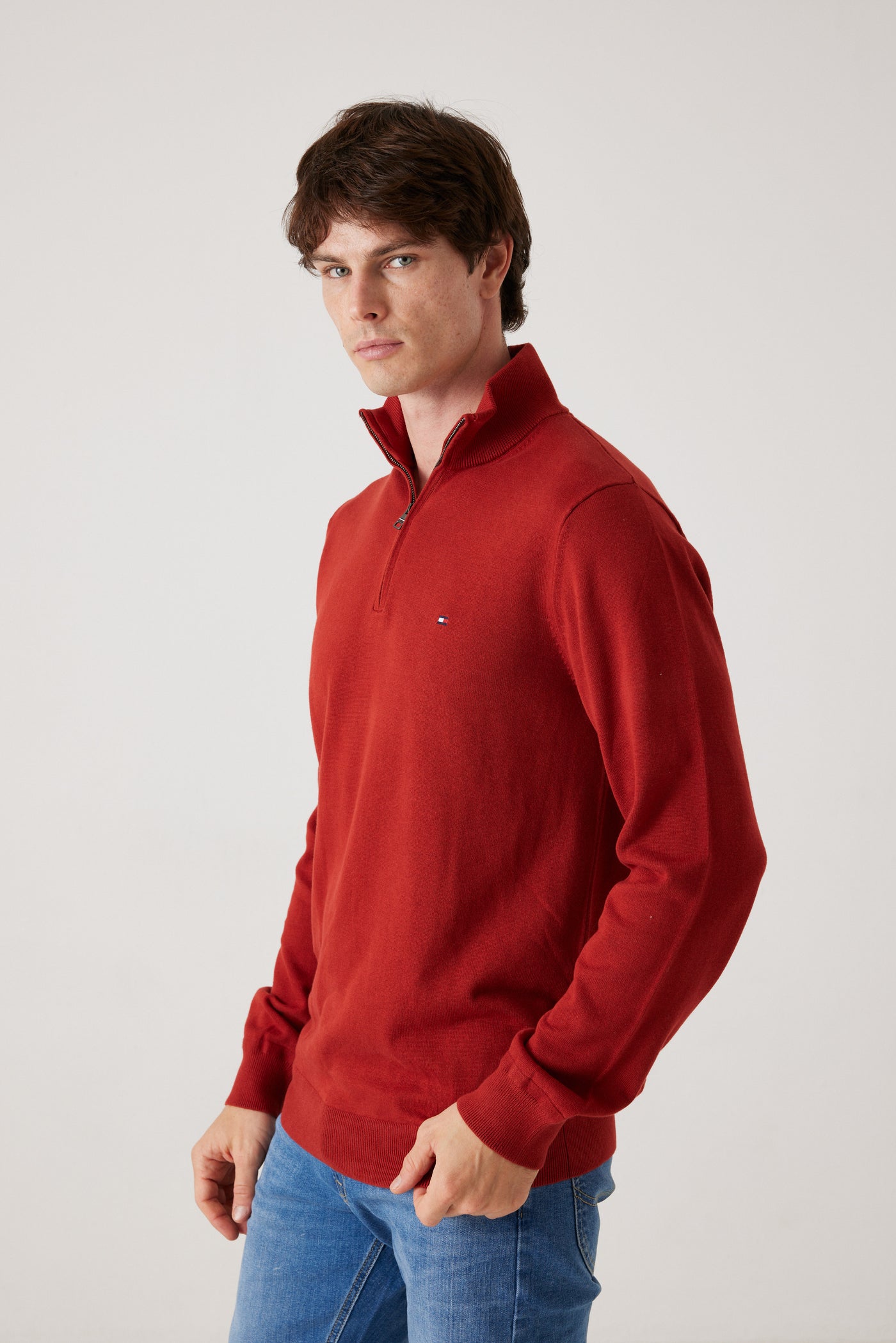 סריג חצי זיפ - אדום