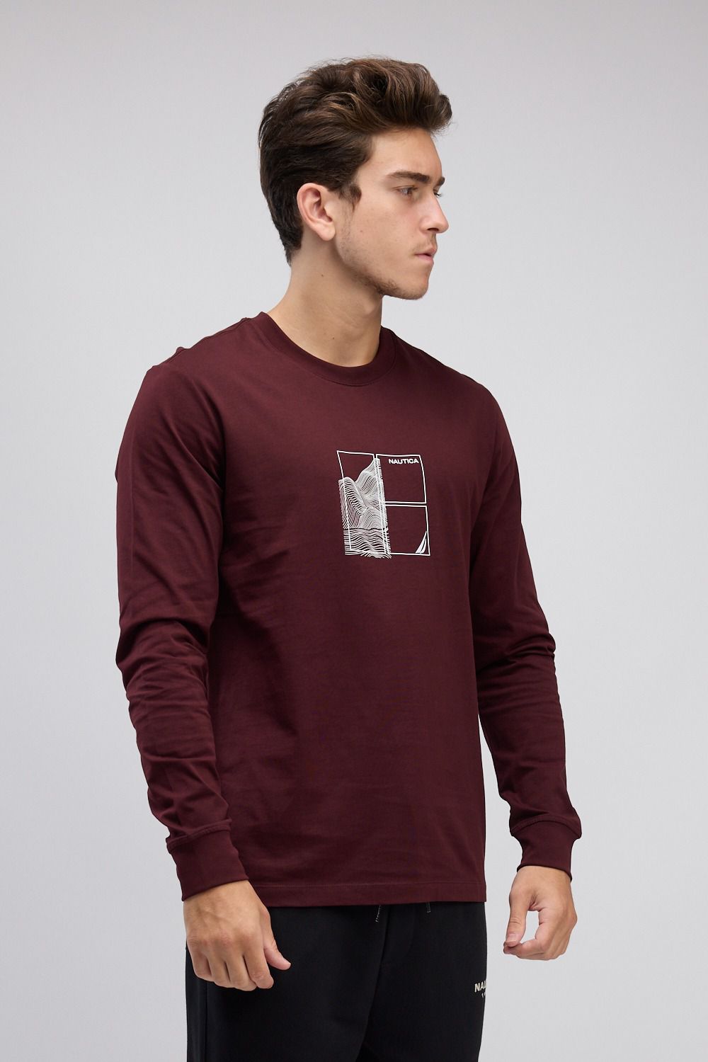 טי שירט שרוול ארוך עם הדפס לגברים