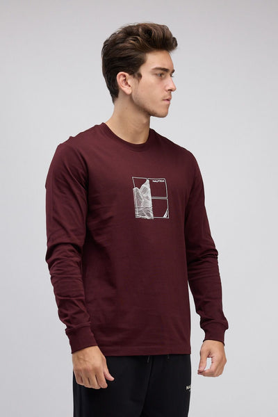 טי שירט שרוול ארוך עם הדפס לגברים