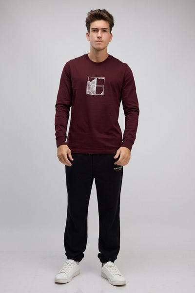 טי שירט שרוול ארוך עם הדפס לגברים