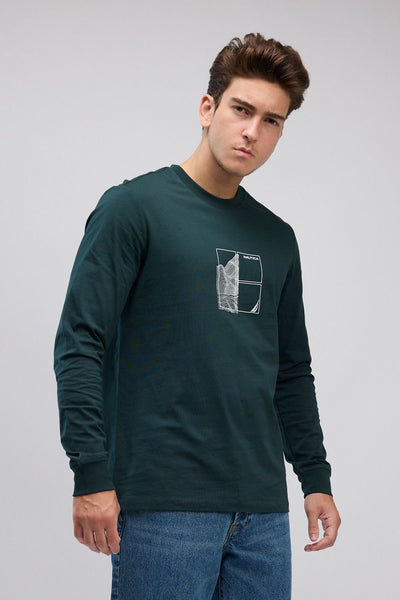 טי שירט שרוול ארוך עם הדפס לגברים