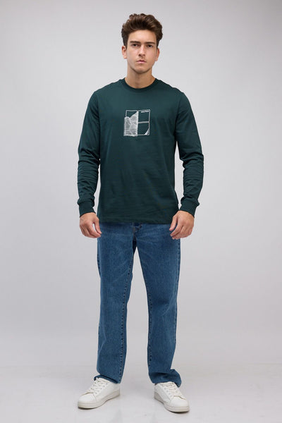 טי שירט שרוול ארוך עם הדפס לגברים