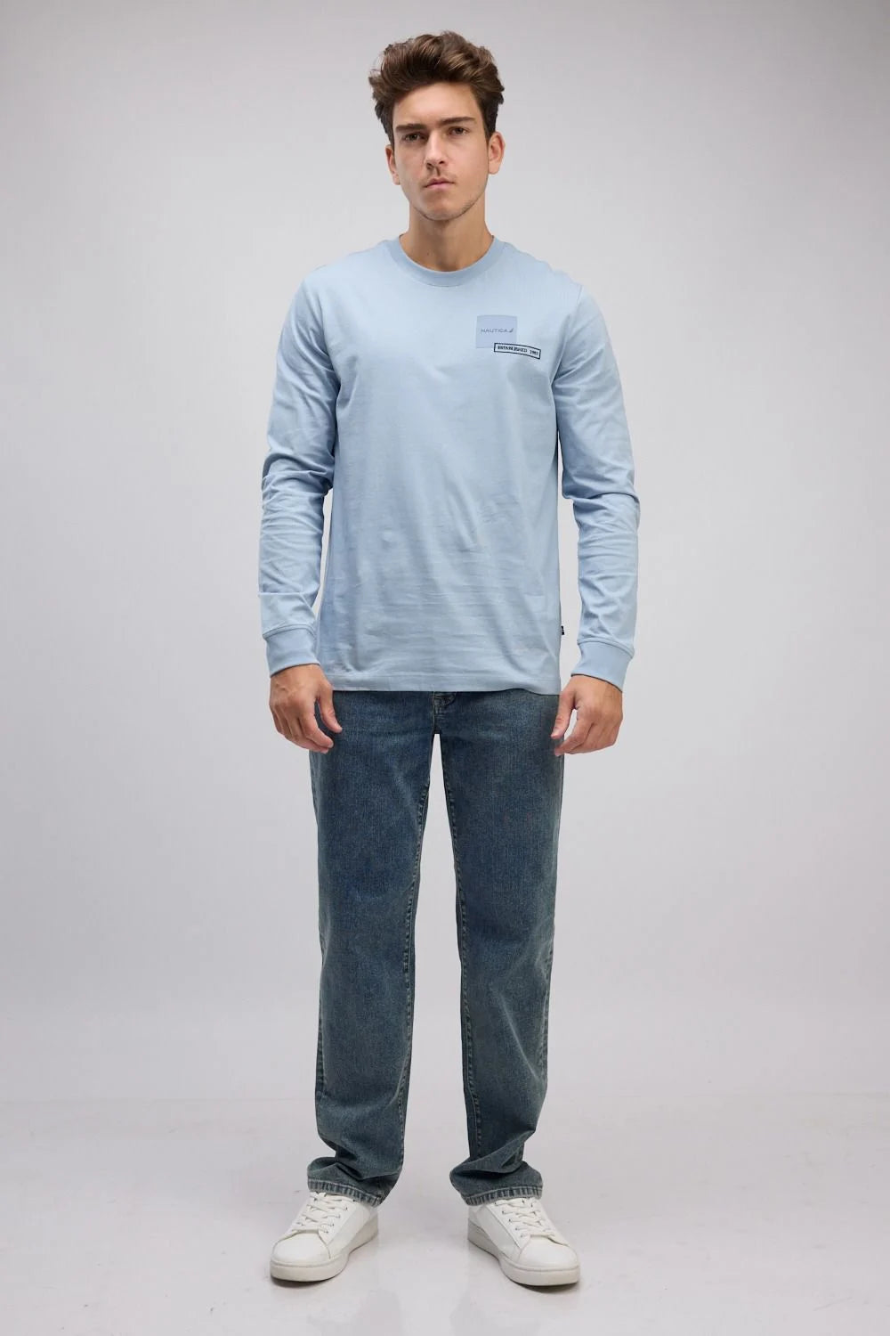 טי שירט שרוול ארוך עם הדפס לגברים