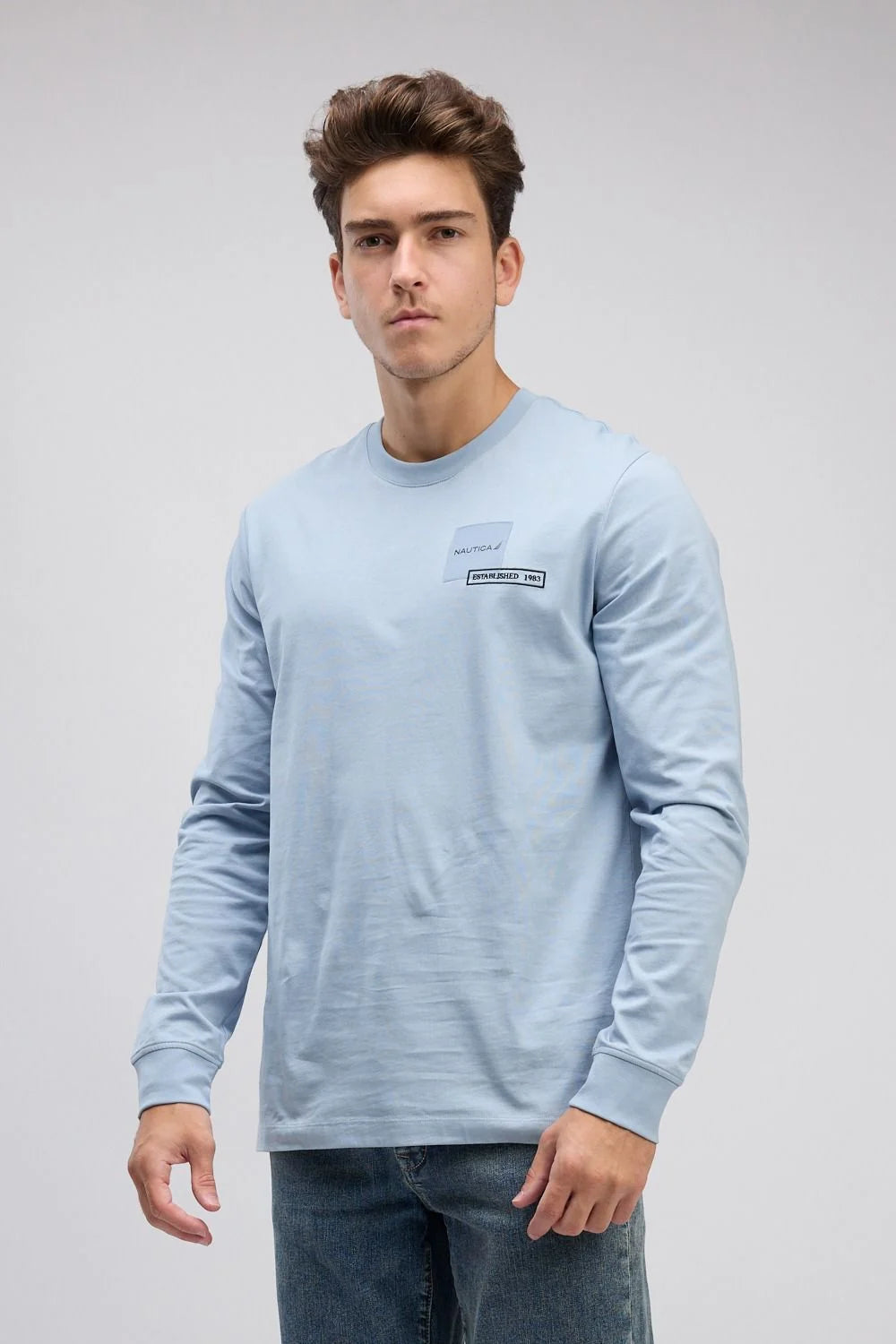 טי שירט שרוול ארוך עם הדפס לגברים