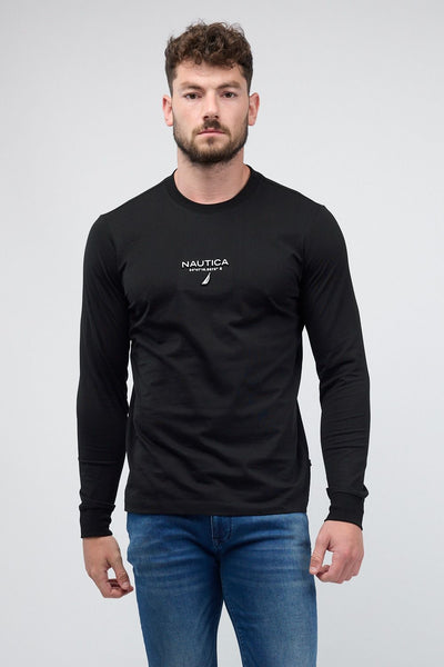 טי שירט ארוכה עם לוגו המותג ו-Nautica רקום לגברים