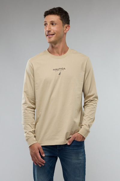 טי שירט ארוכה עם לוגו המותג ו-Nautica רקום לגברים