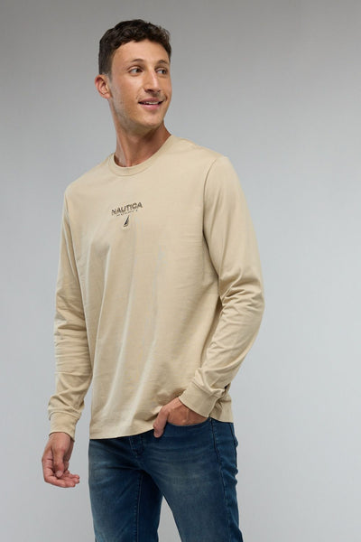 טי שירט ארוכה עם לוגו המותג ו-Nautica רקום לגברים