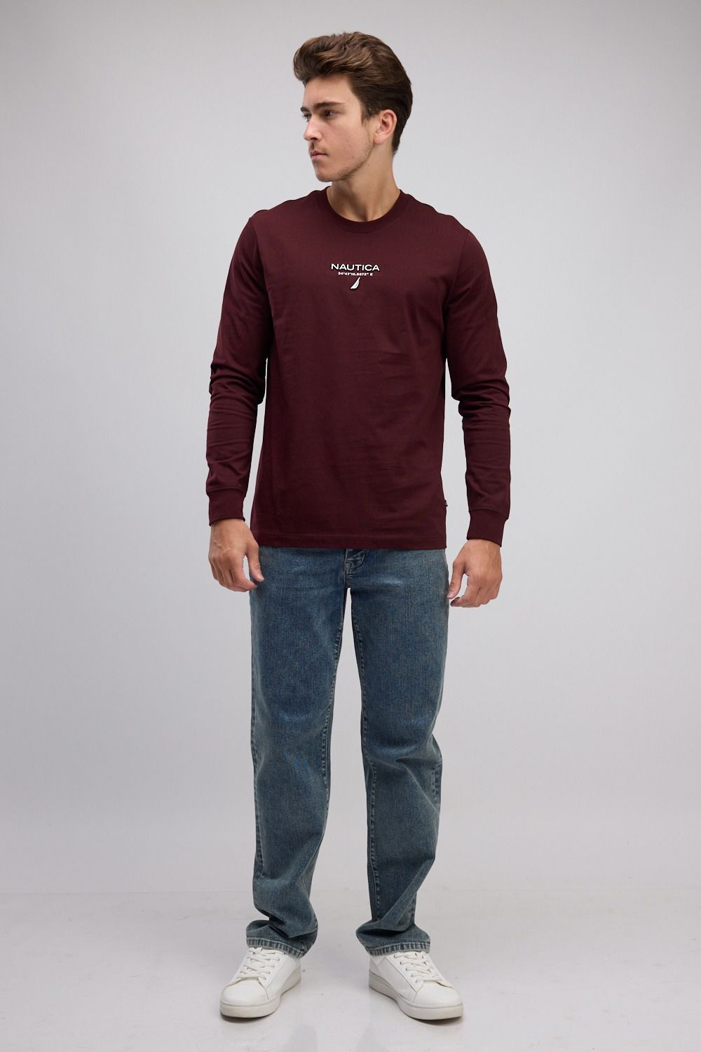 טי שירט ארוכה עם לוגו המותג ו-Nautica רקום לגברים