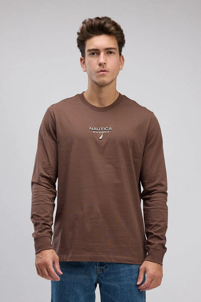 טי שירט ארוכה עם לוגו המותג ו-Nautica רקום לגברים