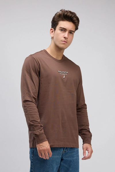 טי שירט ארוכה עם לוגו המותג ו-Nautica רקום לגברים