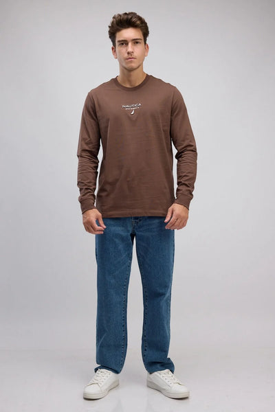 טי שירט ארוכה עם לוגו המותג ו-Nautica רקום לגברים