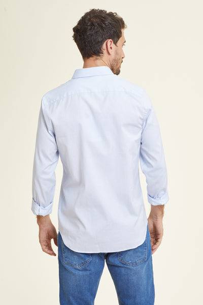 חולצה מכופתרת SLIM FIT שרוול ארוך בצבע תכלת